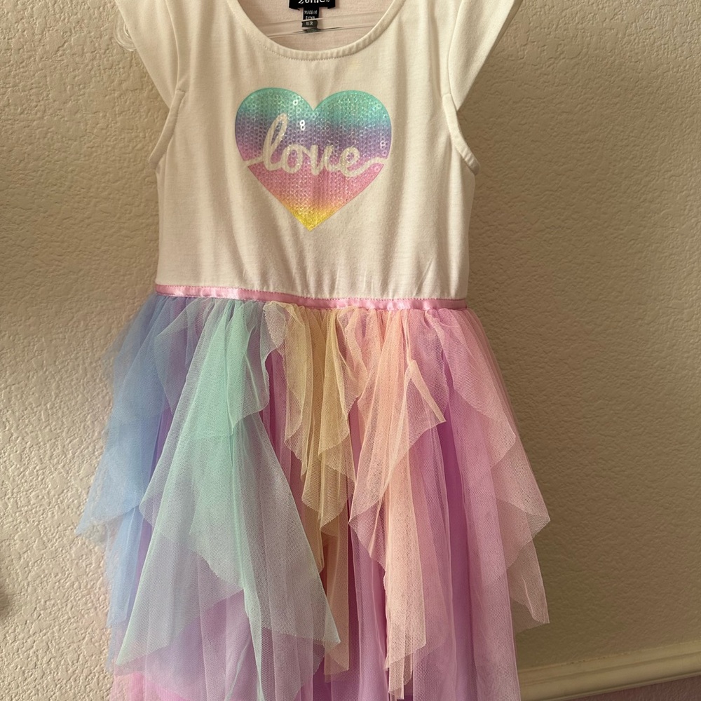 Zunie White Dress with Pink Accents